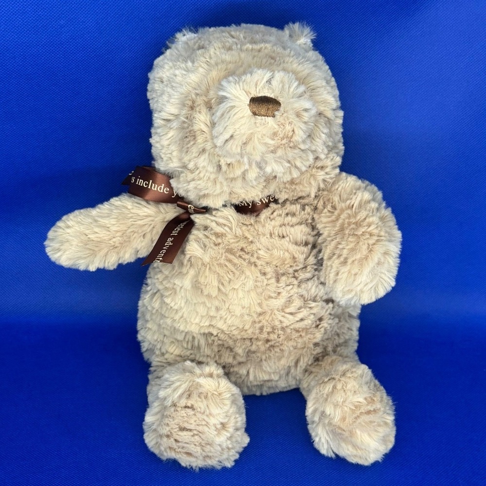 Disney Baby Winnie the Pooh Classic Plush Textured Bear Ribbon Nursery Soft Baby